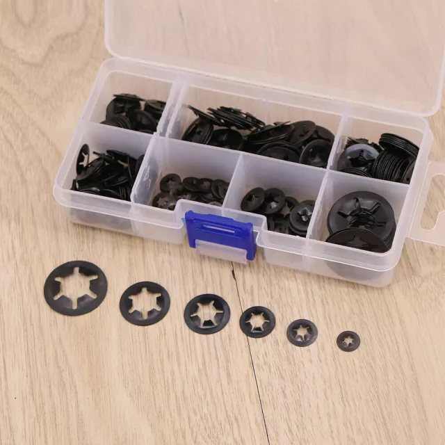 260pc Star Nut Metal Starlock Push-on Locking Washer Clips Fastener Assorted