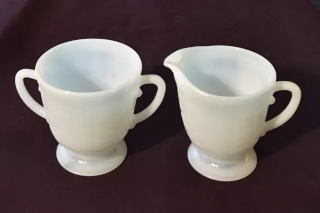 Vintage MacBeth-Evans American Sweetheart Monax Glass Sugar Bowl & Creamer