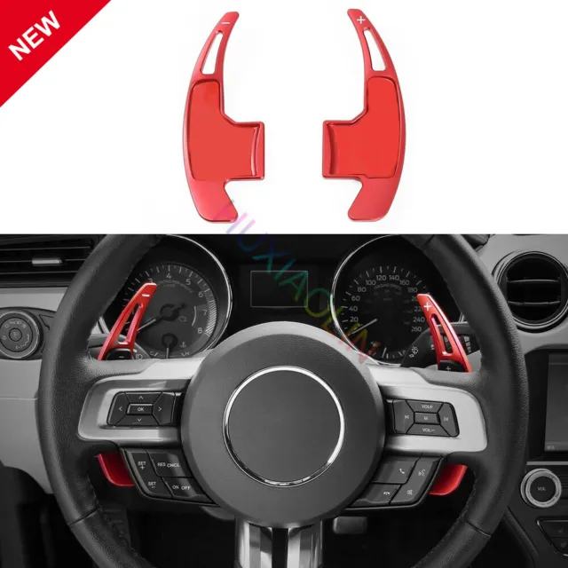 For Ford Mustang 2015-2022 2x Red Steering Wheel Shift Paddle Shifter Cover Trim