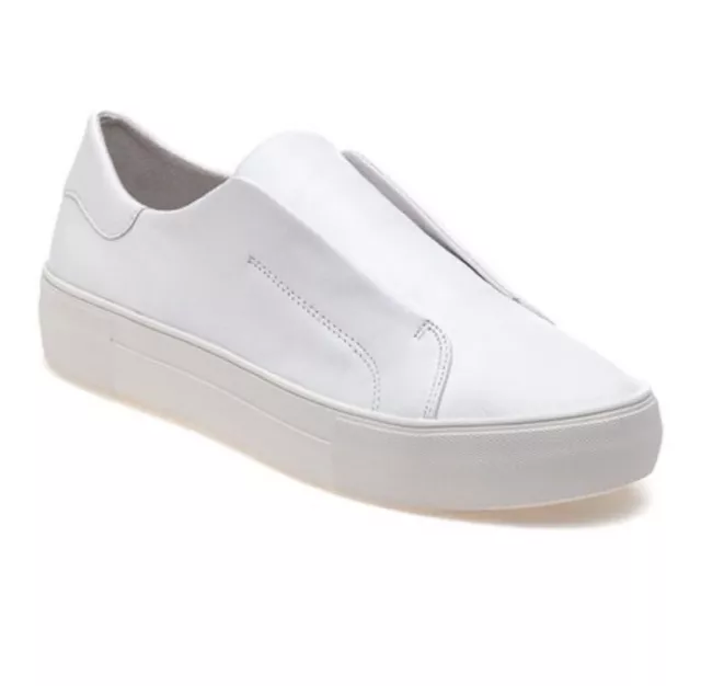 J/Slides Women’s Heidi Leather Slip On Low Top Platform Sneakers White Sz 9