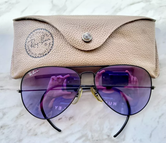 Vintage B&L Ray Ban Bausch & Lomb A30 Purple Chromax W2455 62mm Aviator w/Case