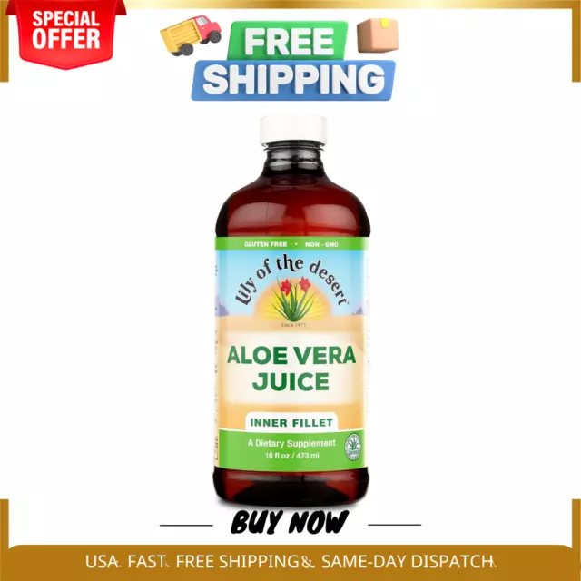 Organic Aloe Vera Juice 16 Fl. Oz. Antioxidant Digestion Immune System Support