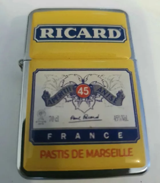 RARE Briquet à essence RICARD, Le célèbre pastis marseillais, 100% métal 3