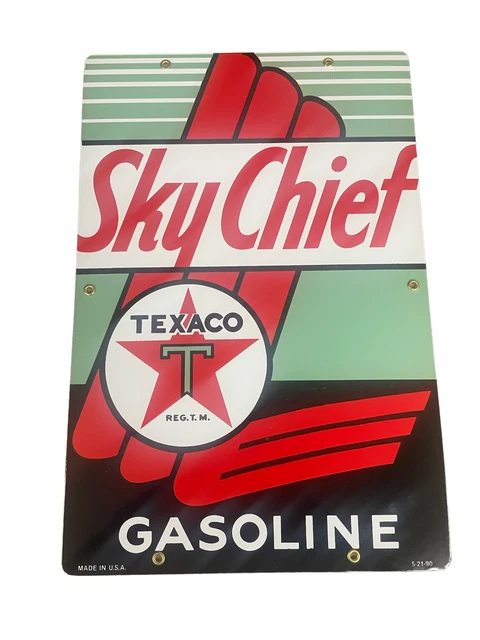 Texaco Sky Chief Gasoline Porcelain Advertising Sign