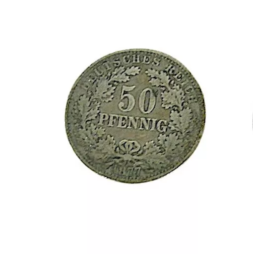 50 Pfennig Kaiserreich 1877 A  Eichenlaub Deutsches Reich