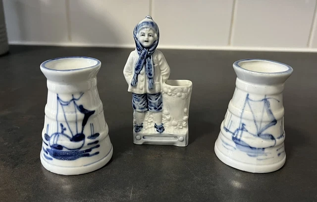 Vintage Delft Style Mini Bud Vase Collection ~ ~ ~ Blue And White China~ ~ ~