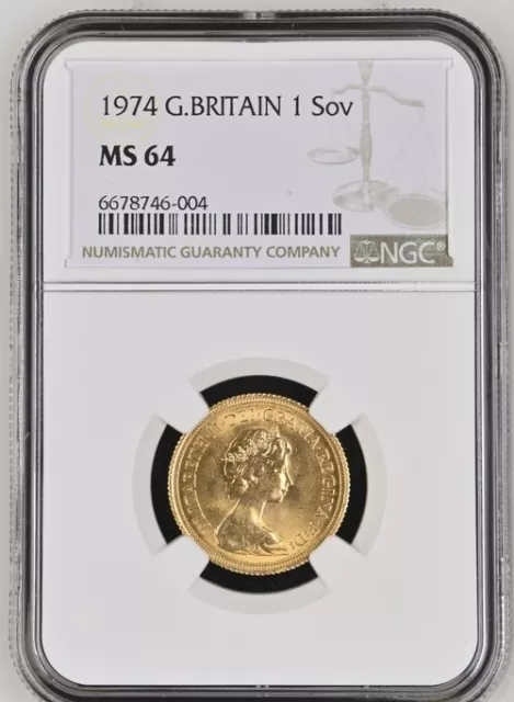 1974 Great Britain Elizabeth II Gold Sovereign NGC MS64