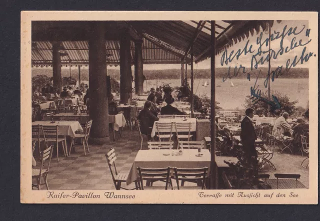 Berlin Wannsee, gel. 1927, Kaiser Pavillon, Terrasse, toller Stempel