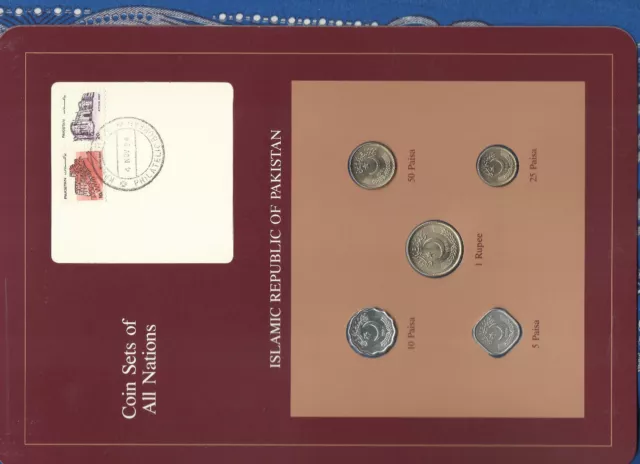 Coin Sets of All Nations Pakistan w/card UNC 1 Rupee 50,25,10,5 Paisa 1984