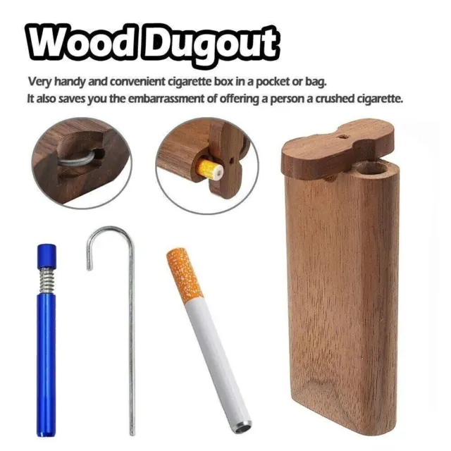 Wooden Dugout Pipe Self Cleaning Metal Bat Poker Smoking Pipe One Hitter Kit