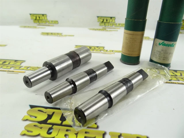 Lot Of 3 New Drill Chuck Arbors Jacobs 2Mt X 33Jt & 2Mt X 2Jt + 1" Ss X 33Jt