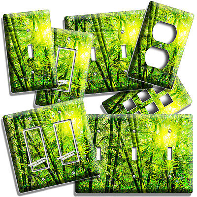 Green Bamboo Forest Sun For Good Luck Light Switch Outlet Wall Plates Room Decor