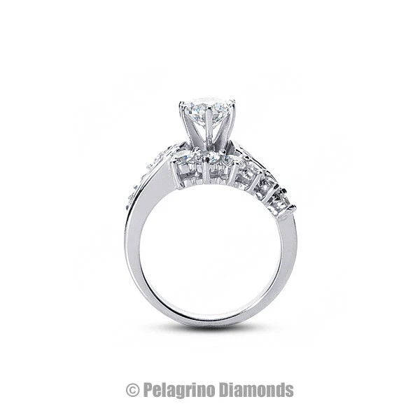 2 1/2ct G VS2 Round Natural Certified Diamonds 18kw Gold Classic Side-Stone Ring
