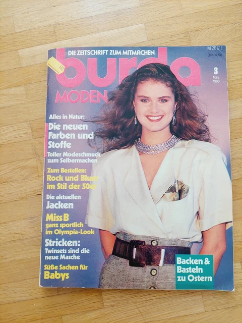 burda moden 3/88 März 1988 Schnittmuster Nähen Zeitschrift Heft Vintage