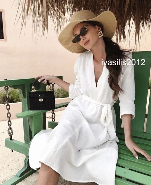 ZARA NEW WOMAN Linen Dress With Belt V-Neck A-Line Off-White Xs-Xxl 4437/072 $59.49 - PicClick ZARA NEW WOMAN Linen Dress With Belt V-Neck A-Line Off-White Xs-Xxl 4437/072 $59.49 - PicClick