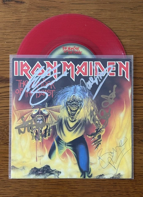IRON MAIDEN 'THE Number Of The Beast' 1982 * SIGNED * 7” RED Vinyl
