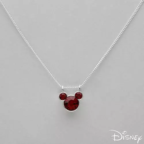 DISNEY Mickey Mouse Necklace W/Genuine Crystal Crafted in 925 Sterling Silver