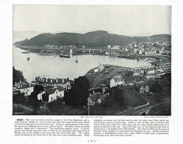 Oban Town & Bay Argyll Bute Scotland Antique Picture Victorian Print 1895 RTC#10