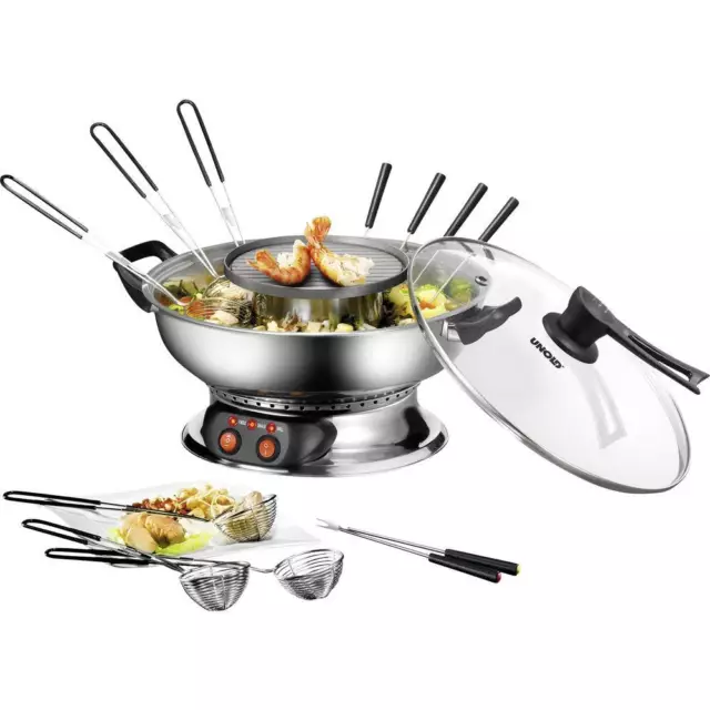 Unold Asia Fondue Appareil à fondue 1350 W 2 thermostats séparés, 6 fourchettes