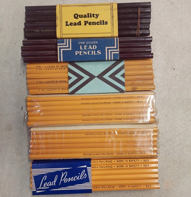 Lot 60 NOS Sealed Vintage PENNSYLVANIA RAILROAD Pencils No.1,3 SAFETY 5 Dozen