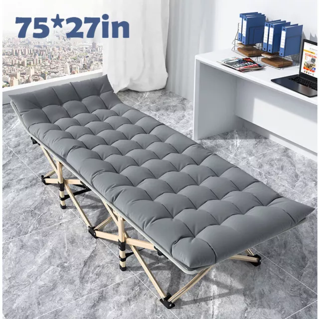 Heavy Duty Single Folding Bed Camping Travel Guest Lightweight With Carry Bag UK