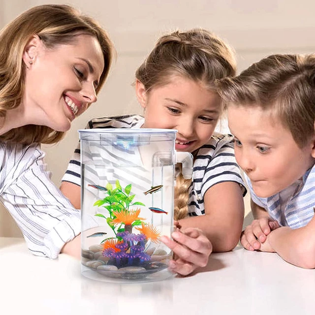 Betta Fish Tank, 360 Aquarium with LED Light, 1 Gallon Fish Bowl, Small Fish Tan 2