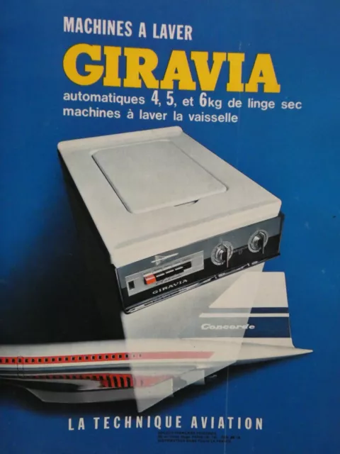 Publicité De Presse 1968 Machine A Laver Giravia Automatique - Concorde