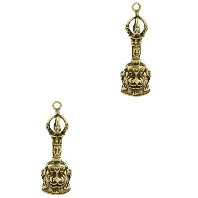 Set 2 Buddhist Door Brass Antique Buddha Ornaments Jingle Bell Key Ring
