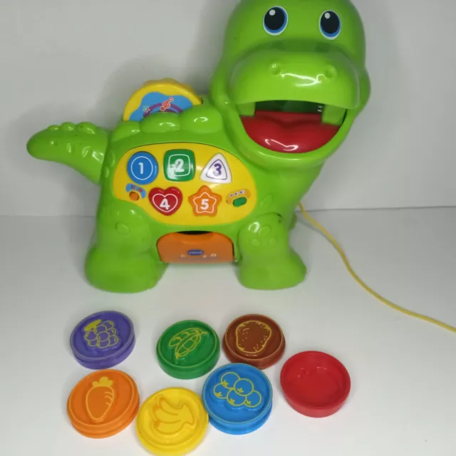 VTech Chomp and Count Dino 7 food coins included Tested!