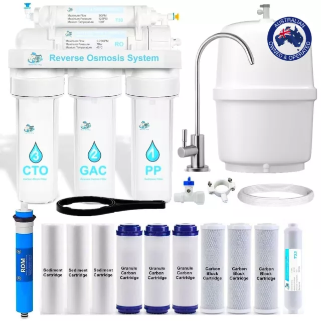 5 Stage Undersink Reverse Osmosis Water Filter RO System + 2 Years Cartridges