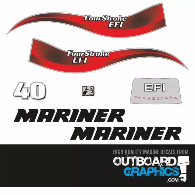 Mariner 40hp  four stroke EFI (2008) outboard engine decals/sticker kit