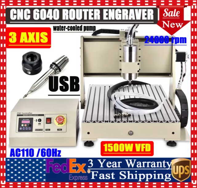USB 1500W 3 Axis 6040 CNC Router Engraver Machine 3D Drilling Milling Machine