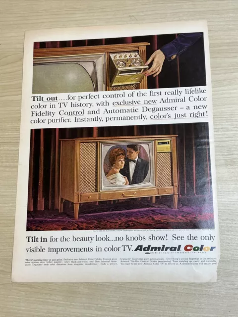 Admiral Color Television TV Tilt Out 1964 Vintage Print Ad Life Magazine