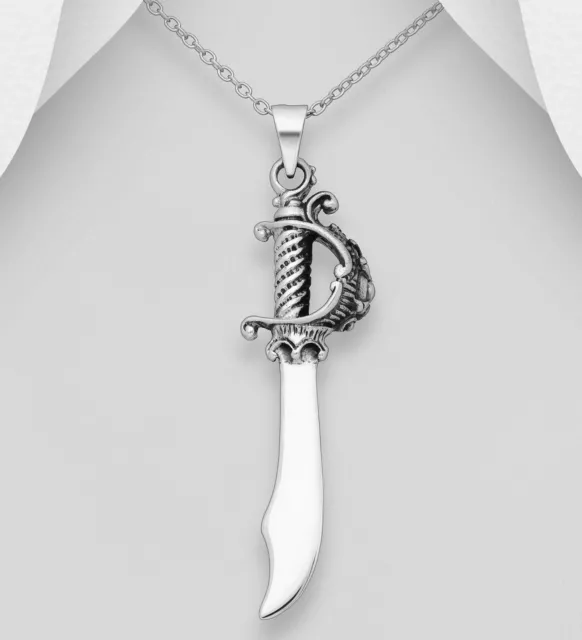 Unisex Pendant 925 Sterling Silver Pirate Sword symbol of Protection