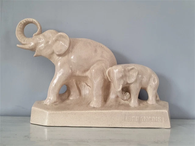 Sculpture Art Deco  - Le Francois Elephant Elephanteau - Ceramique Vernisse 1930