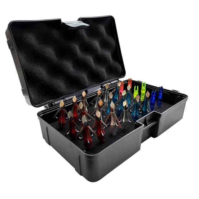 18PK Archery Broadheads 100 Grain 3-blade Hunting 6PK Led Lighted Nocks Box