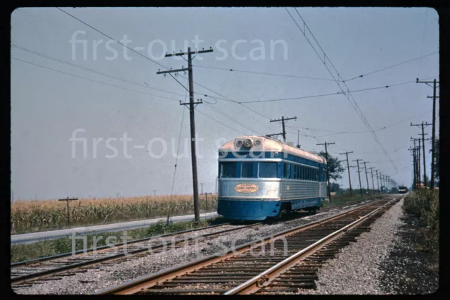 D DUPLICATE SLIDE - Illinois Terminal IT 300 Trolley Electric Scene 1950s