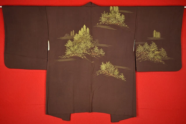 Vintage Japanese Kimono Silk Antique BORO HAORI Kusakizome Dyed/B064/575