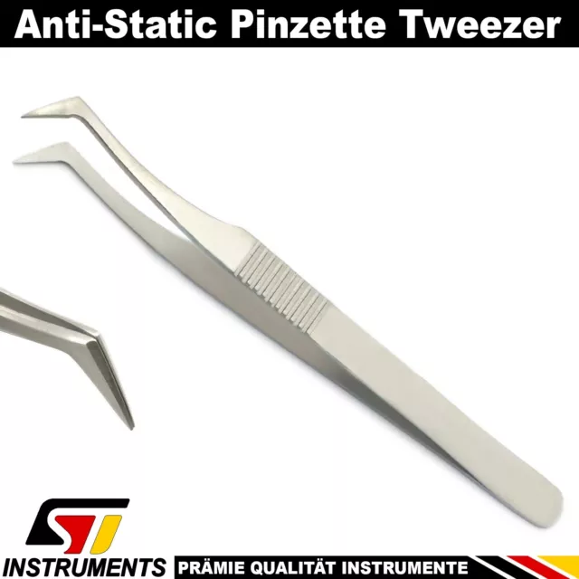 Edelstahl Pinzetten Spitzpinzette Anti-Static Tweezer Anatomisch antistatisch CE