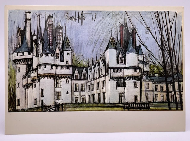 Vintage Postcard - Les Chateaux de la Loire Sketch Drawing, France