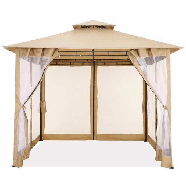 3x3m Luxus Pavillon Gartenpavillon Terrasse Hinterhof mit Atmungsaktiven Zelt DE