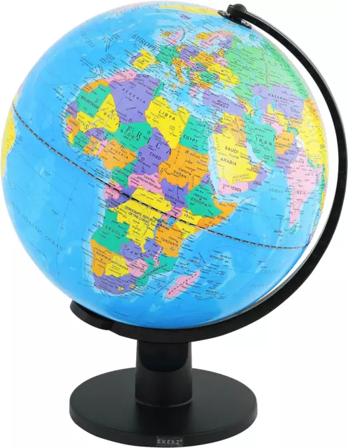 Exerz 30CM Educational Globe - Large World Globe Swivel Rotating Political Map -