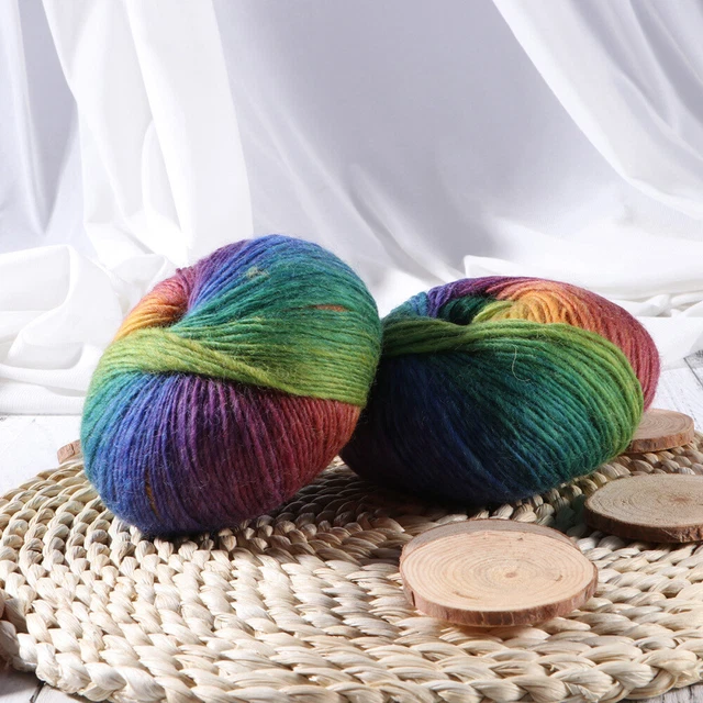 2pcs Regenbogen-Wolle-Baumwollgarn-buntes Garn für nähendes Handstricken-Strickj
