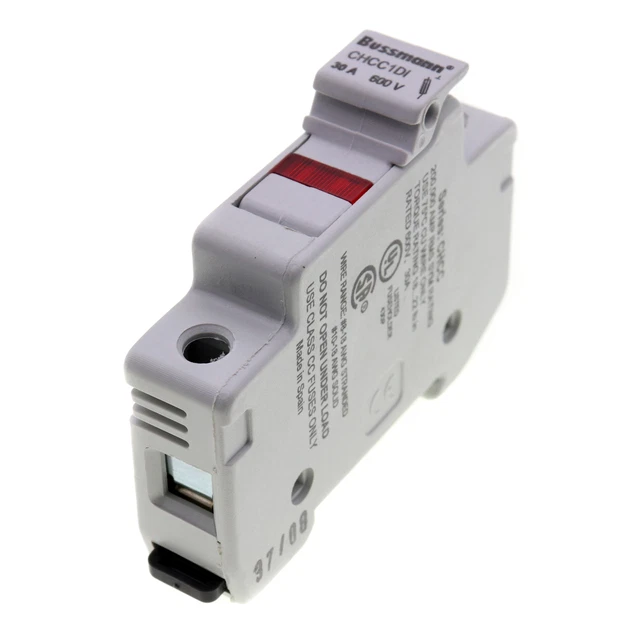 Bussman Chcc1Di Modular Fuse Holder, Din Mount, 1P, Indicator, 600V, 30A, 200Ka