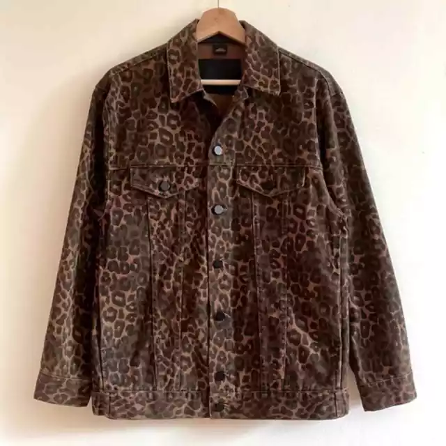 Denim x Alexander Wang Daze Leopard Animal Print Denim Jacket - Size XS