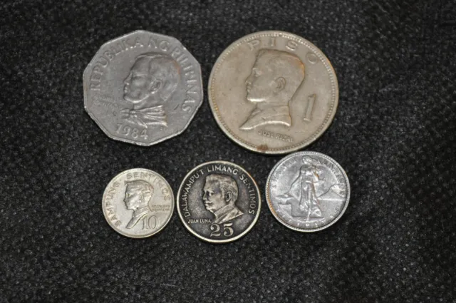 Philippines Coins Lot of 5: Dates range from 1945-1984