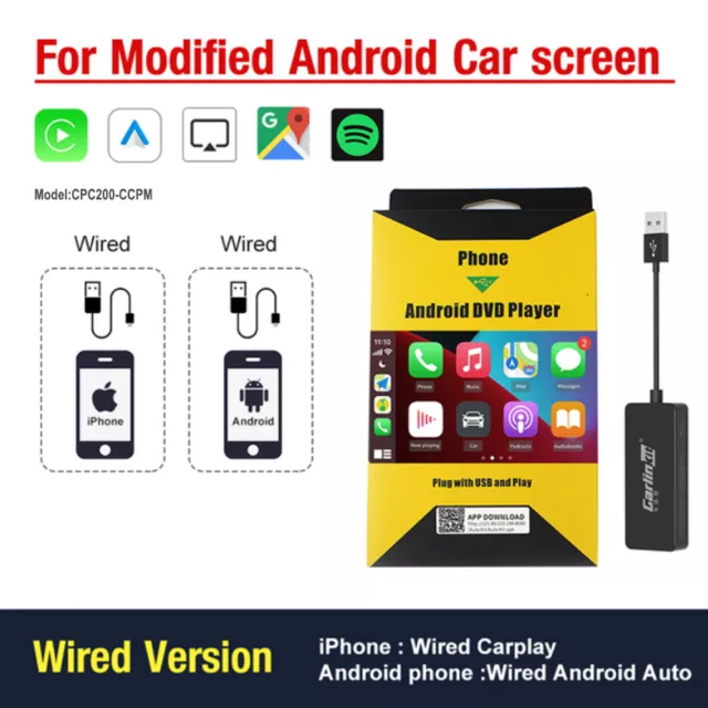 Carlinkit Wireless/Wired Apple CarPlay Box Adapter USB Dongle For Android Car