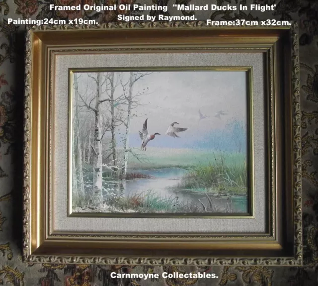 Original Oil Painting 'Mallard Ducks In Flight' Signed By Raymond.AH5863.