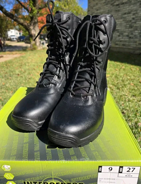 INTERCEPTOR MEN S BLACK Leather Tactical Force Boots Mens USA Size 9 M IN KENTIN 24.95 PicClick