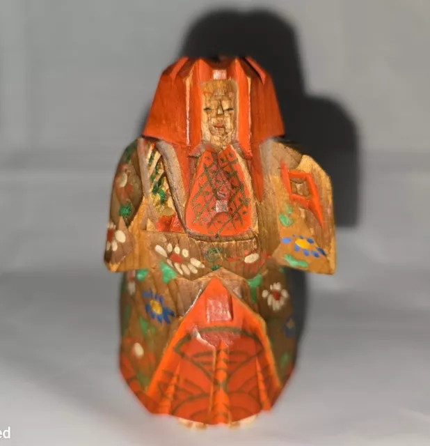 Antique Japanese Nara Ningyo Doll Ittobori Wood Carving 2.5 Inch Netsuke 5841 3